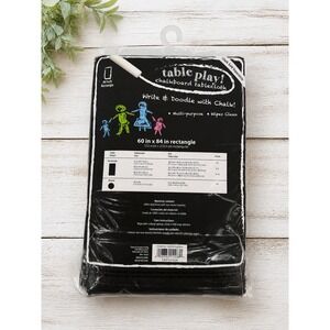 NEW Black CHALKBOARD Tablecloth 60 X 84" Vinyl Party Play Mat Sealed Write Wipe